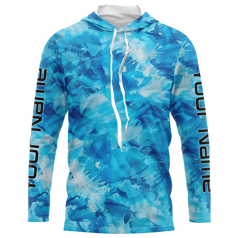 Blue Sea Waves Ocean Camo Long Sleeve Uv Protection Fishing Shirts, Personalized Fishing Jersey IPHW7194