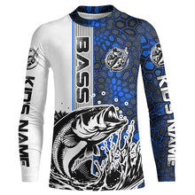 Load image into Gallery viewer, Largemouth Bass Fishing Custom Long Sleeve Tournament Shirts, Bass Fishing Jerseys | Water Blue Camo IPHW6642
