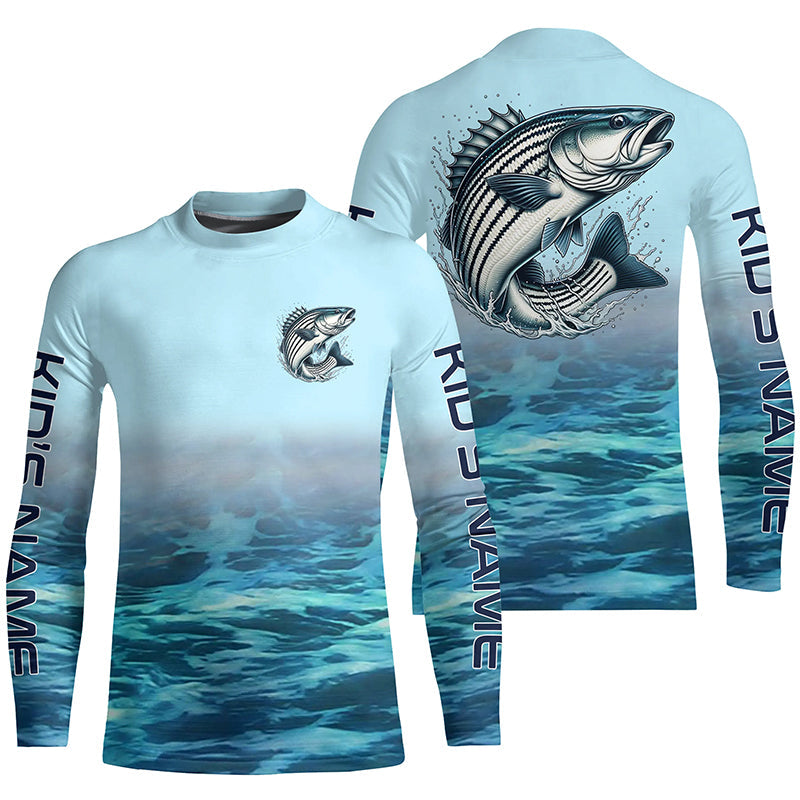 Striped Bass Fishing Custom Performance Fishing Gear Shirts, Striper Long Sleeve Fishing Shirts IPHW6819