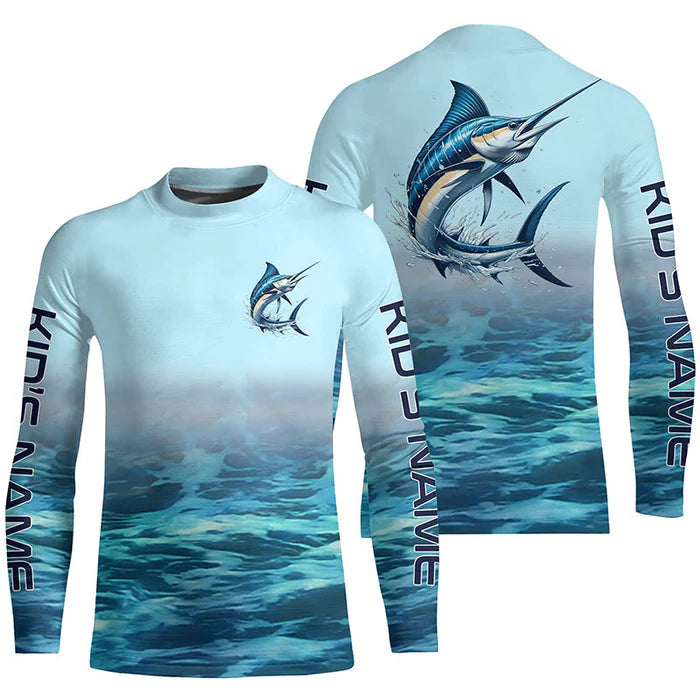 Marlin Fishing Custom Performance Fishing Gear Shirts, Marlin Kid Long Sleeve Fishing Shirts IPHW6820