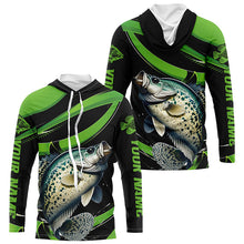 Load image into Gallery viewer, Black And Green Custom Crappie Fishing Jerseys, Crappie Long Sleeve Tournament Fishing Shirts IPHW7000
