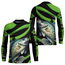 Load image into Gallery viewer, Black And Green Custom Crappie Fishing Jerseys, Crappie Long Sleeve Tournament Fishing Shirts IPHW7000
