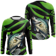 Load image into Gallery viewer, Black And Green Custom Crappie Fishing Jerseys, Crappie Long Sleeve Tournament Fishing Shirts IPHW7000
