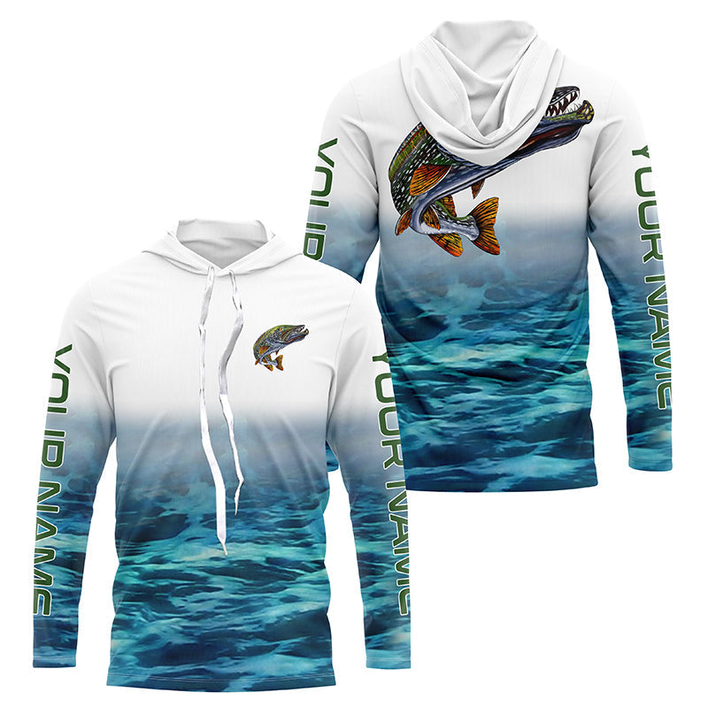 Angry Pike Fishing Custom Long Sleeve Fishing Shirts, Pike Tournament Fishing Jerseys IPHW6134