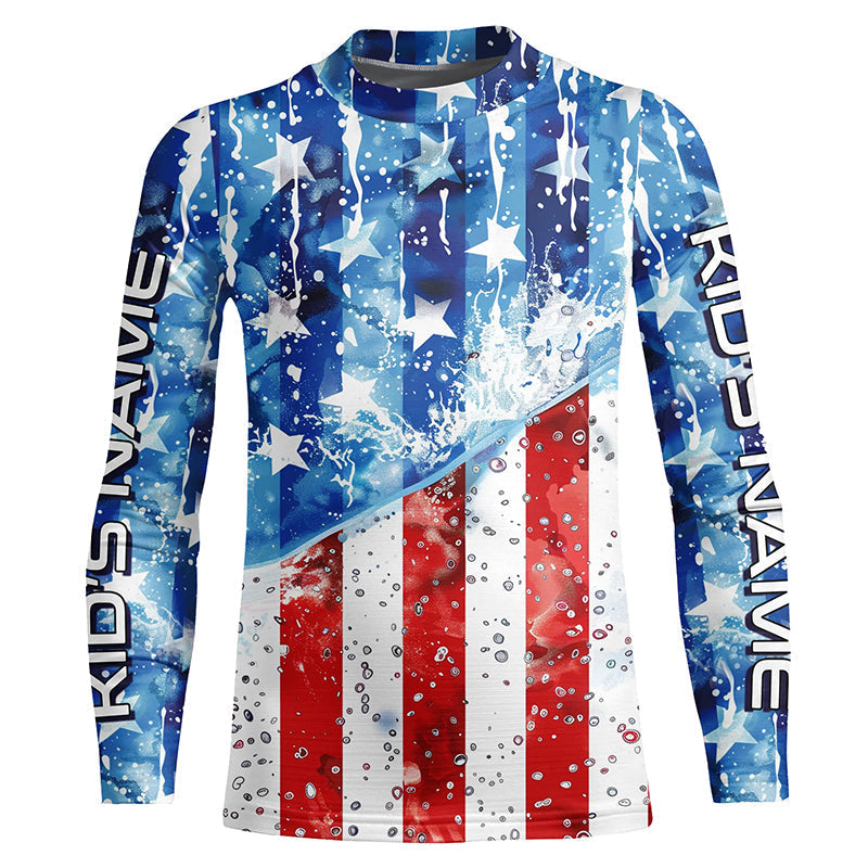 American Flag Custom Long Sleeve Uv Protection Fishing Shirts, Patriotic Fishing Jersey IPHW6849