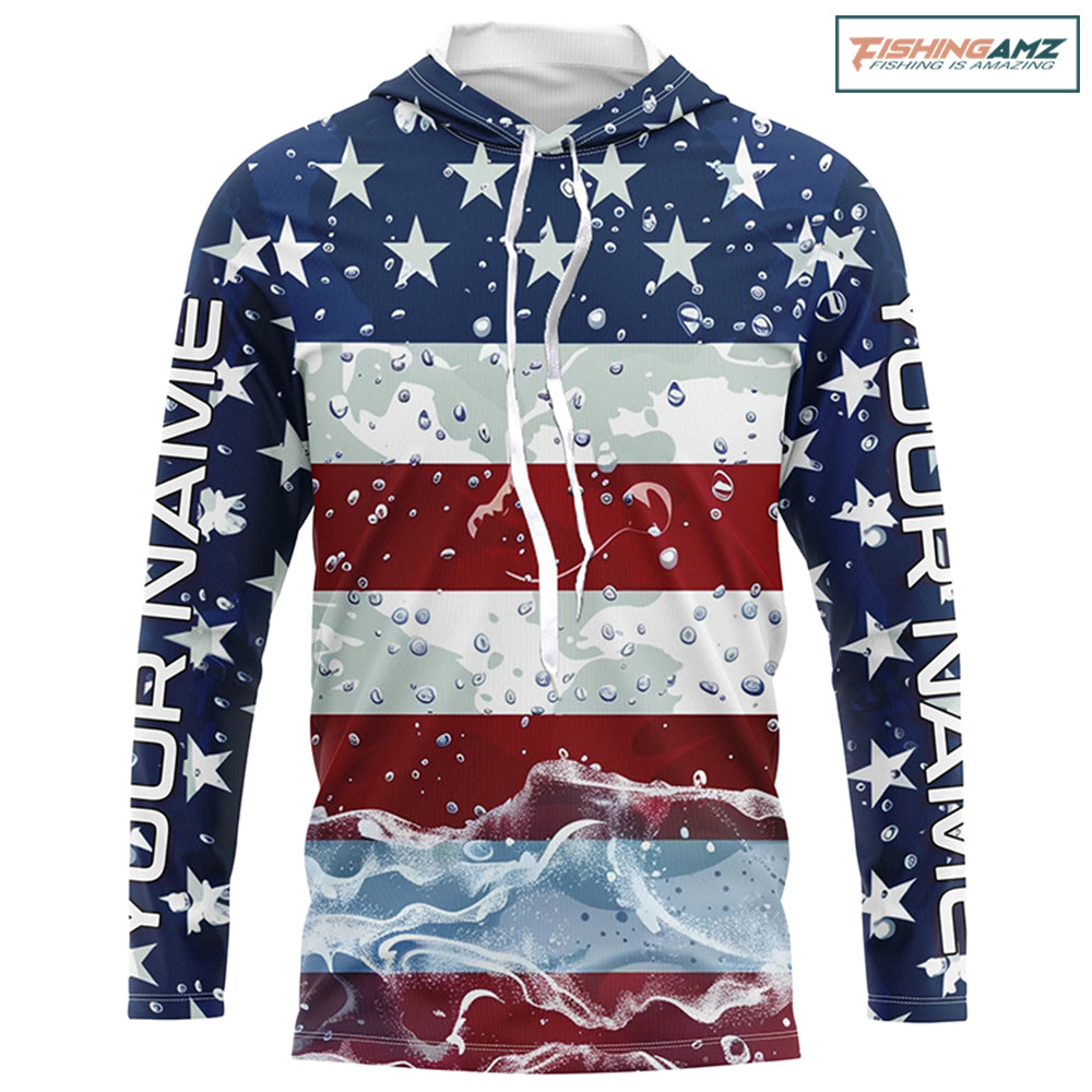 American Flag Custom Long Sleeve Uv Protection Fishing Shirts, Patriotic Fishing Jersey IPHW6850