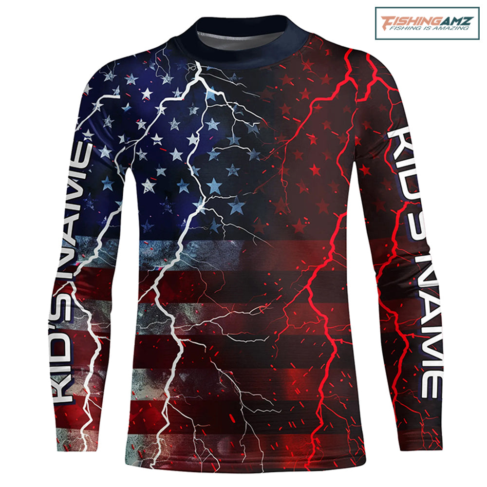 American Flag Custom Long Sleeve Uv Protection Fishing Shirts, Patriotic Fishing Jersey IPHW6852