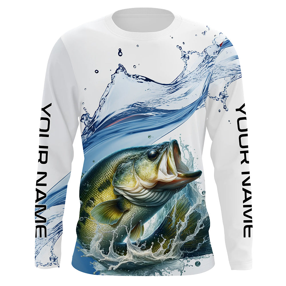 Largemouth Bass Fishing Custom Long Sleeve Tournament Fishing Shirts, Bass Fishing Jerseys IPHW5600