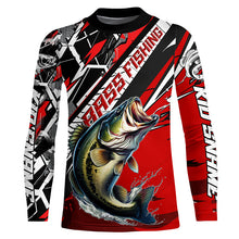 Load image into Gallery viewer, Black And Red Bass Long Sleeve Tournament Fishing Shirts, Custom Bass Fishing Jerseys IPHW6203
