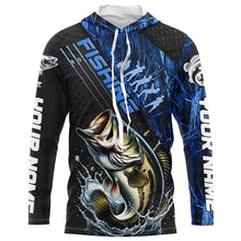 Load image into Gallery viewer, Custom Bass Fishing Long Sleeve Tournament Shirts, Bass Fisherman Jerseys | Blue Camo IPHW6248
