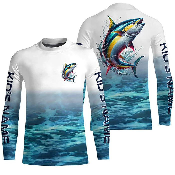Personalized Tuna Saltwater Fishing Kid Long Sleeve Fishing Shirts, Tuna Fishing Jerseys IPHW6001