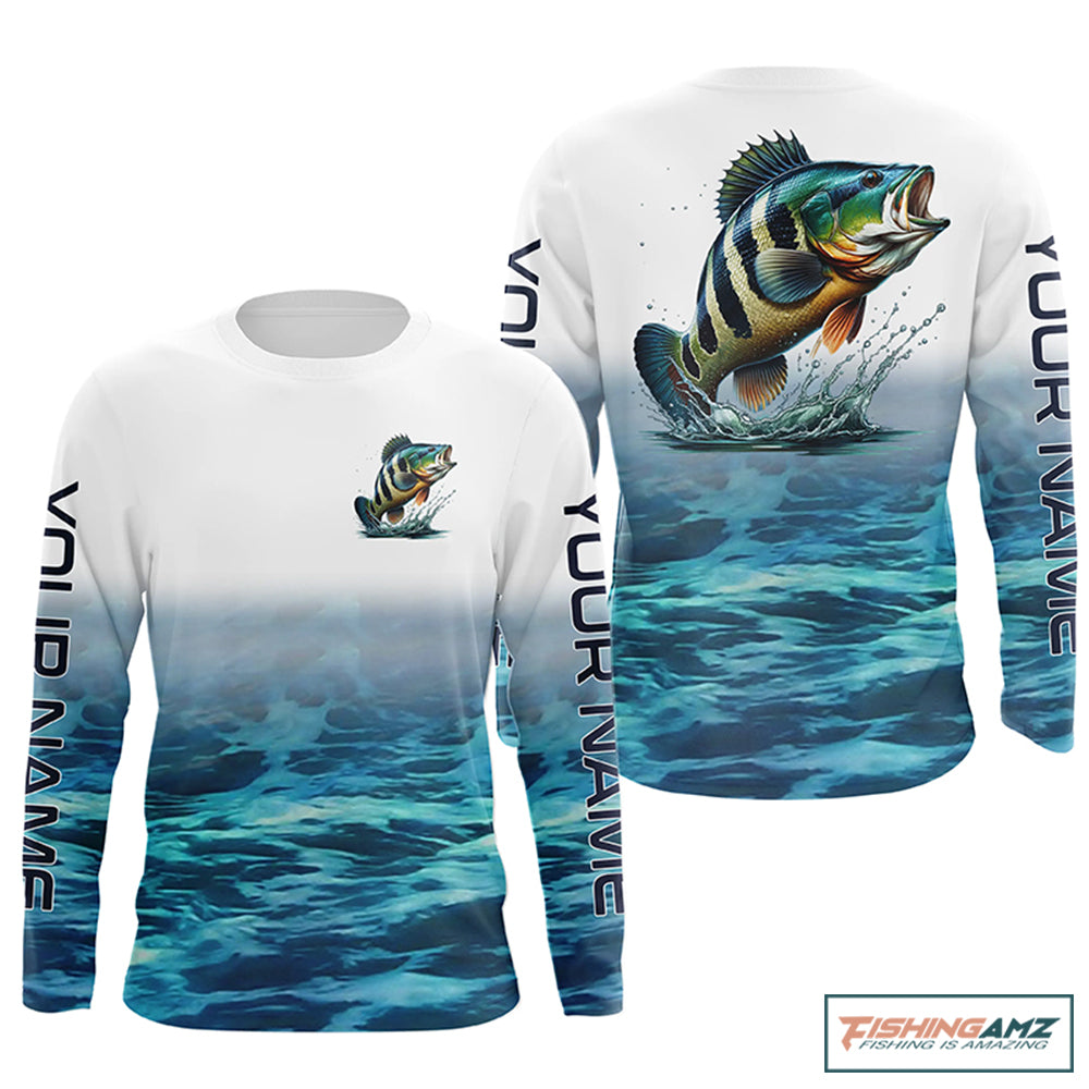 Personalized Peacock Bass Long Sleeve Performance Fishing Shirts, Peacock Bass Fishing Jerseys IPHW6002