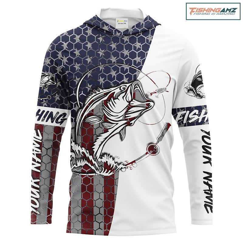 Bass Fishing American Flag Custom performance Fishing shirts, Patriotic Bass Fishing jerseys IPHW1382