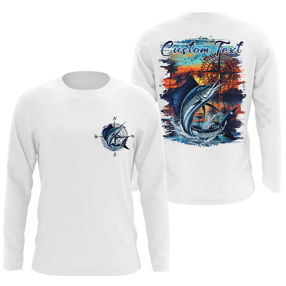 Custom Sailfish Fishing Long Seeve Sport Fishing Shirts, Saltwater Performance Fishing Shirt IPHW7069