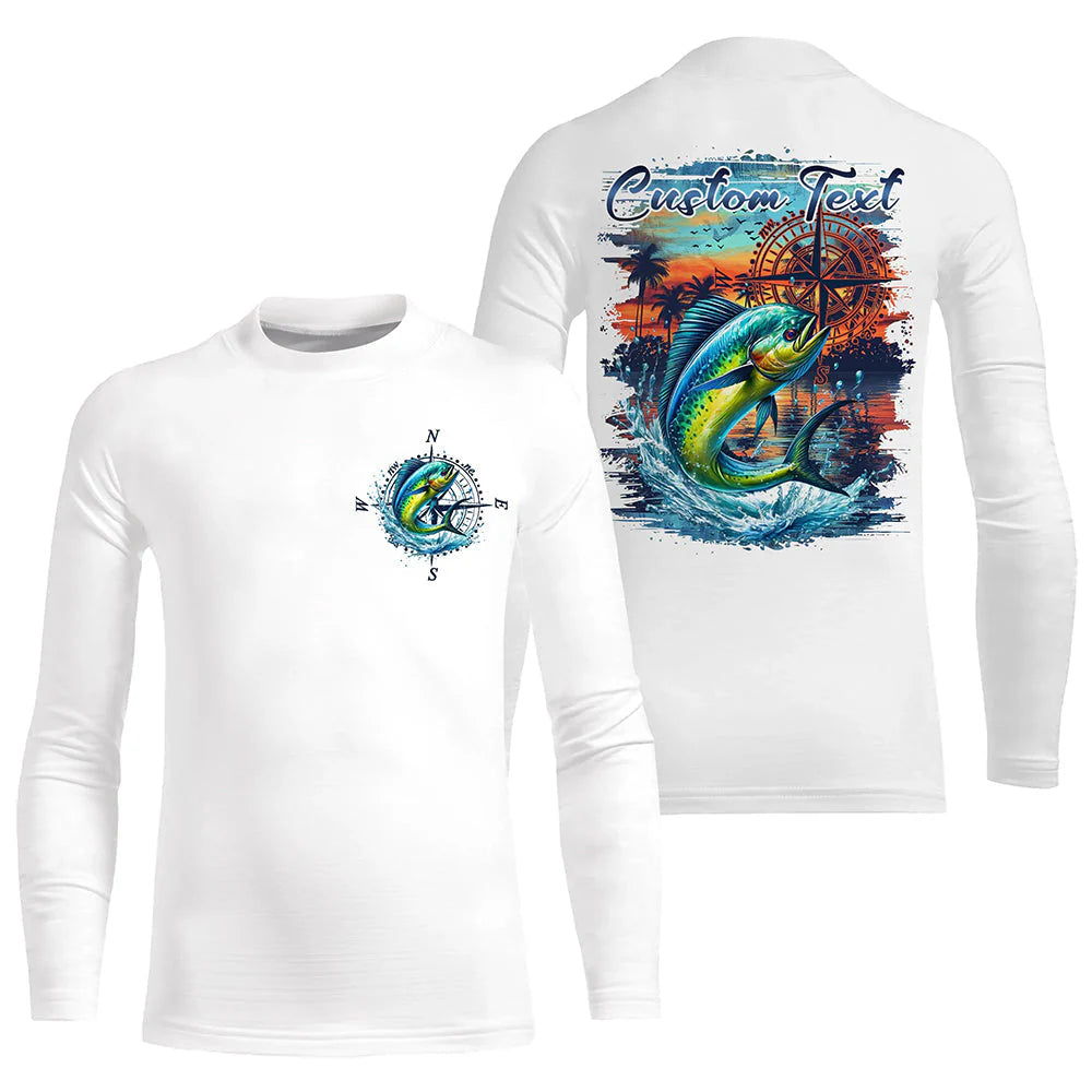 Kid Custom Mahi Mahi Fishing Kid Long Seeves Sport Fishing Shirts, Saltwater Performance Fishing Shirt IPHW7070