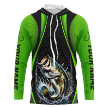 Load image into Gallery viewer, Custom Largemouth Bass Fishing Tournament Long Sleeve Fishing Shirts, Bass Fishing Jerseys | Green IPHW7368
