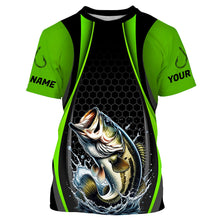 Load image into Gallery viewer, Custom Largemouth Bass Fishing Tournament Long Sleeve Fishing Shirts, Bass Fishing Jerseys | Green IPHW7368
