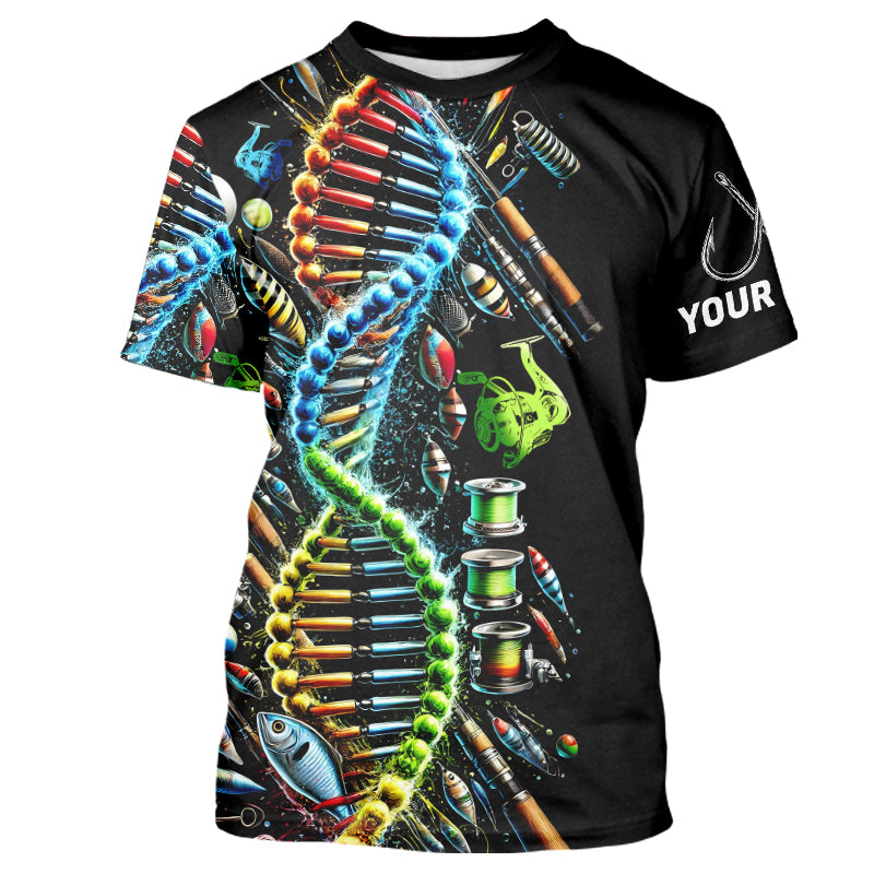 Colorful Fishing DNA Fishing Tools Custom Tournament Fishing T-Shirts IPHW8386