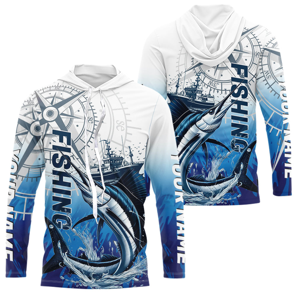 Custom Sailfish Fishing Saltwater Long Sleeve Hooded Performance Shirts IPHW9155