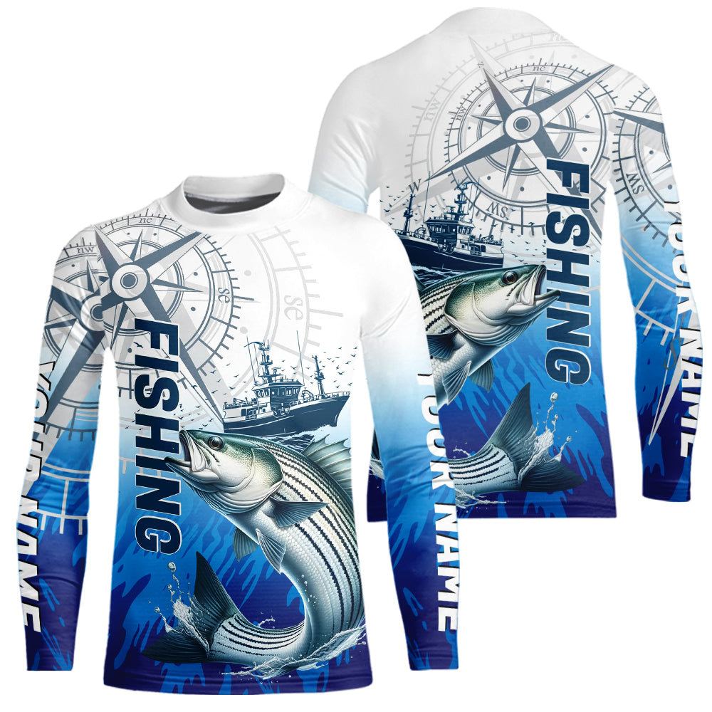 Custom Striped Bass Fishing Saltwater Kid Long Sleeve Performance Shirts IPHW9156