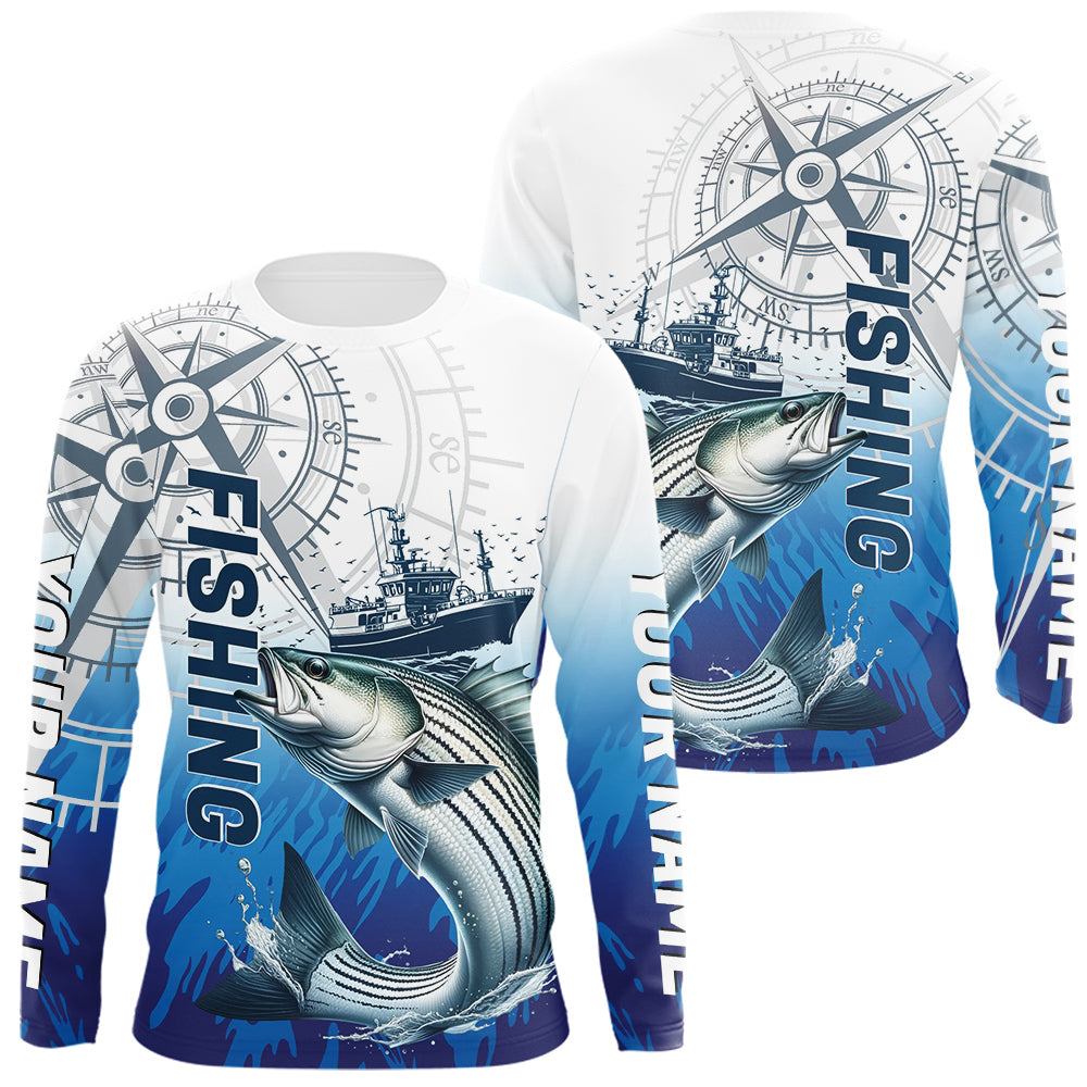 Custom Striped Bass Fishing Saltwater Long Sleeve Performance Shirts IPHW9156