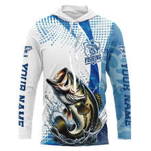 Load image into Gallery viewer, Custom Bass Long Sleeve Fishing Shirts, Bass Fishing Tournament Shirts | Blue Camo IPHW6832
