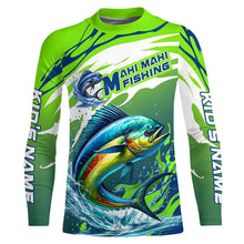 Load image into Gallery viewer, Custom Mahi Mahi Fishing Jersey, Mahimahi Long Sleeve Uv Protection Fishing Shirts | Green IPHW6869
