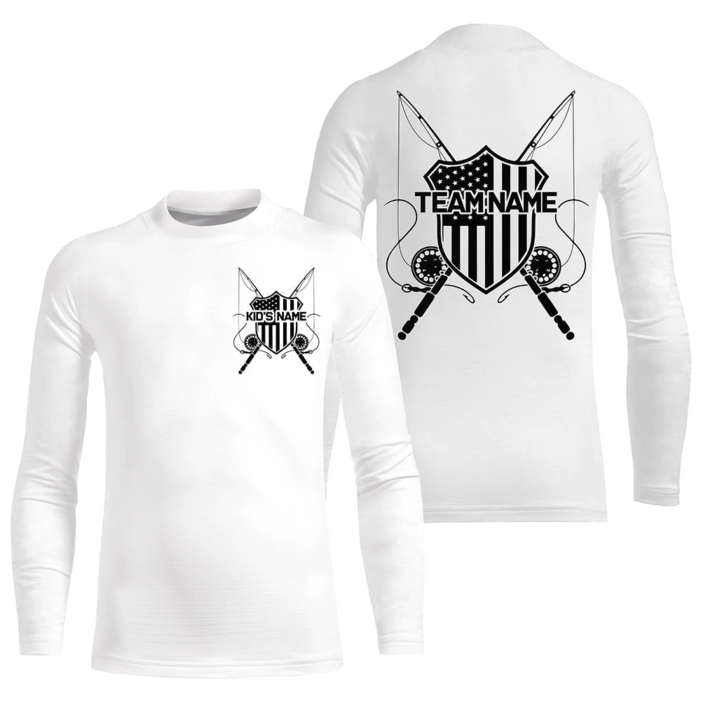 Us Fly Fishing American Flag Custom Patriotic Long Sleeve Fishing Shirts, Flyfishing Shirt | White IPHW7358