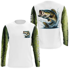 Load image into Gallery viewer, Custom Largemouth Bass Long Sleeve Tournament Fishing Shirts, Bass Fishing Scales Fishing Shirts IPHW7066
