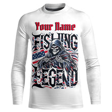 Load image into Gallery viewer, Personalized Fishing Legend Long Sleeve Fishing Shirts, American Flag Patriotic Fishing Gifts IPHW5541
