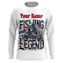 Load image into Gallery viewer, Personalized Fishing Legend Long Sleeve Fishing Shirts, American Flag Patriotic Fishing Gifts IPHW5541
