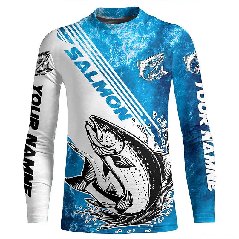 Chinook Salmon Fishing Custom Long Sleeve Performance Shirts, Saltwater Salmon Fishing Shirts IPHW6308