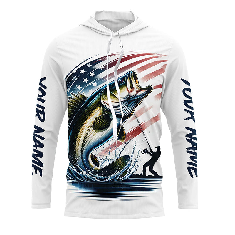 Personalized American Flag Bass Long Sleeve Fishing Shirts, Patriotic Bass Fishing Jerseys IPHW6045