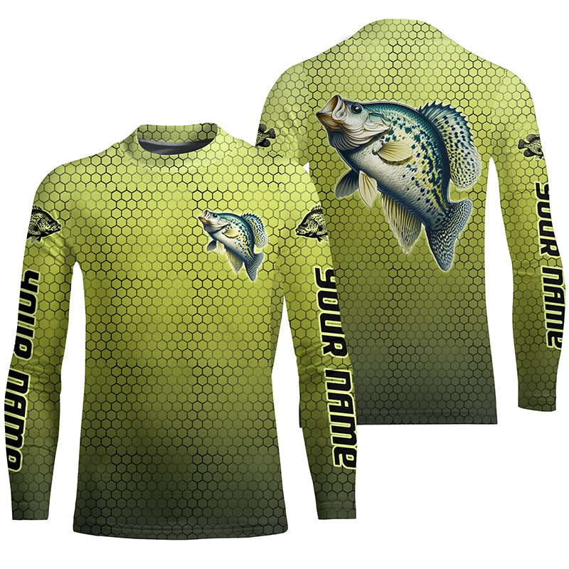 Crappie Fishing Custom Long Sleeve Tournament Fishing Shirts, Crappie Fisherman Fishing Jerseys IPHW6414