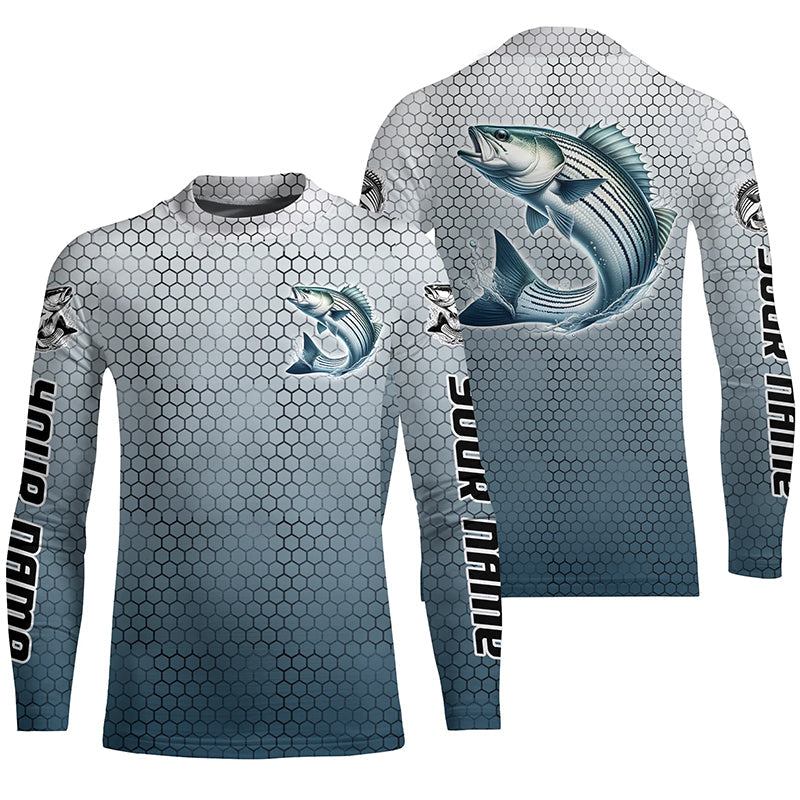 Striped Bass Fishing Custom Long Sleeve Tournament Fishing Shirts, Striper Fisherman Fishing Jerseys IPHW6417