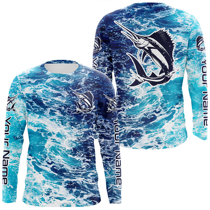 Custom Sailfish Saltwater Fishing Shirts, Sailfish Long Sleeve Perofmance Fishing Shirts IPHW6418