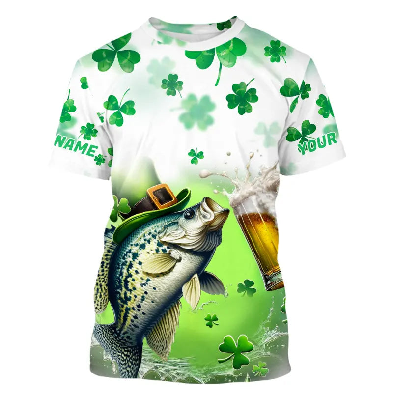 Custom St Patrick's Day Shamprock Crappie Tournament Fishing T-Shirts IPHW8388