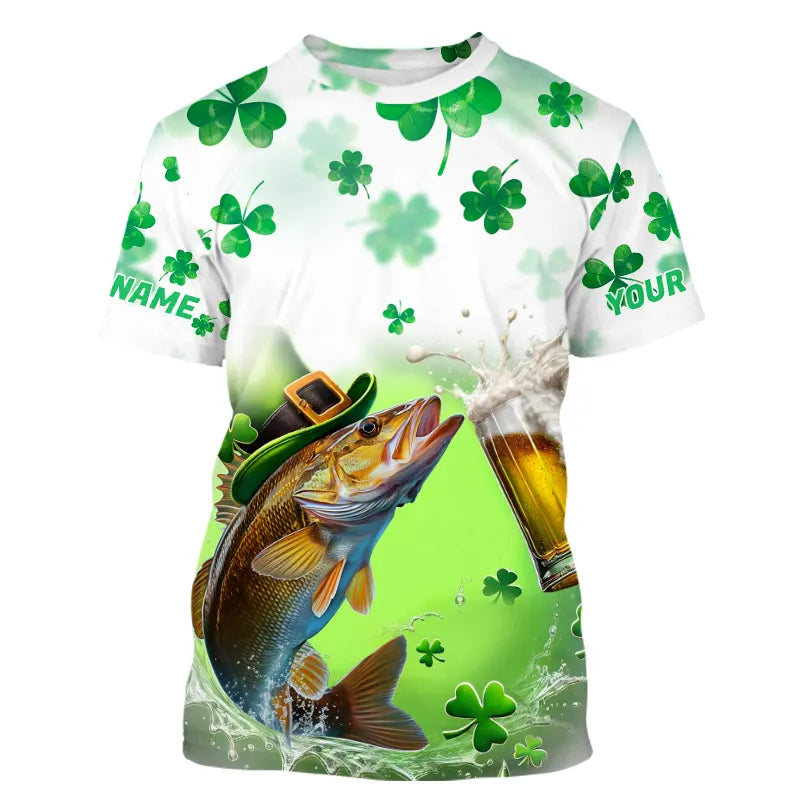 Custom St Patrick's Day Shamprock Walleye Tournament Fishing T-Shirts IPHW8389