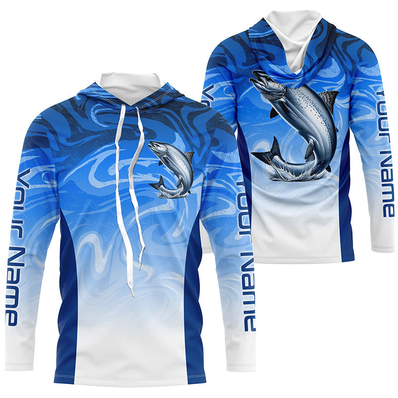 Custom Chinook Salmon Long Sleeve Performance Fishing Shirts, Salmon Saltwater Fishing Jerseys IPHW6093