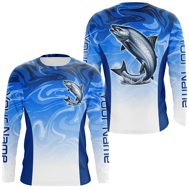 Custom Chinook Salmon Long Sleeve Performance Fishing Shirts, Salmon Saltwater Fishing Jerseys IPHW6093