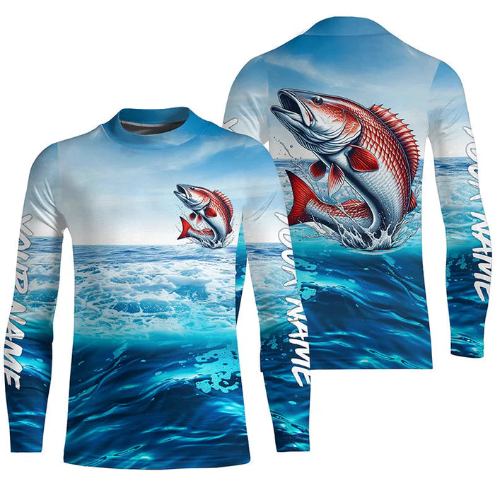 Redfish Puppy Drum Fishing Custom Performance Kid Long Sleeve Uv Protection Shirts, Saltwater Fishing IPHW6115