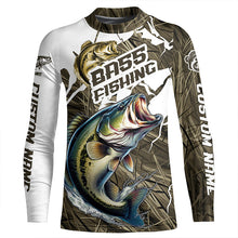 Load image into Gallery viewer, Largemouth Bass Fishing Custom Long Sleeve Tournament Shirts, Camouflage Bass Fishing Jerseys IPHW6625
