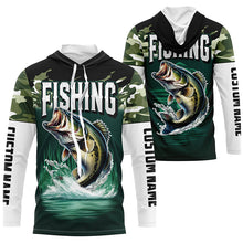 Load image into Gallery viewer, Camouflage Largemouth Bass Fishing Custom Long Sleeve Tournament Shirts, Fishing Gifts For Fisherman IPHW6628
