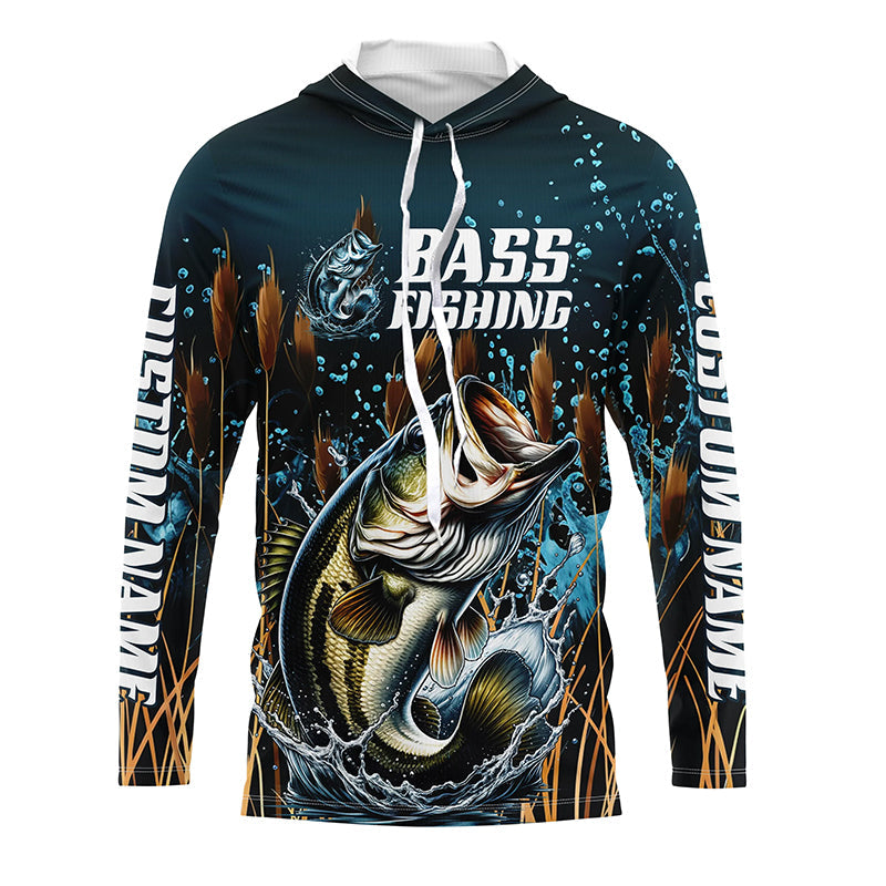 Bass Fishing Customized Long Sleeve Tournament Fishing Shirts, Largemouth Bass Fishing Jerseys IPHW6631