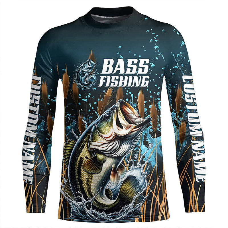 Bass Fishing Customized Long Sleeve Tournament Fishing Shirts, Largemouth Bass Fishing Jerseys IPHW6631