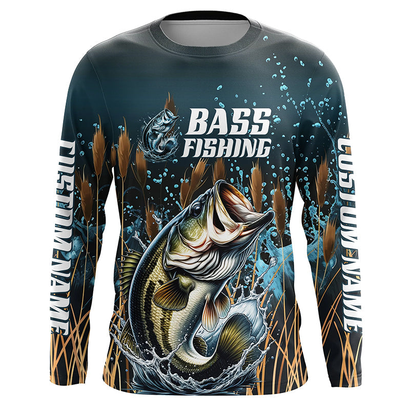 Bass Fishing Customized Long Sleeve Tournament Fishing Shirts, Largemouth Bass Fishing Jerseys IPHW6631