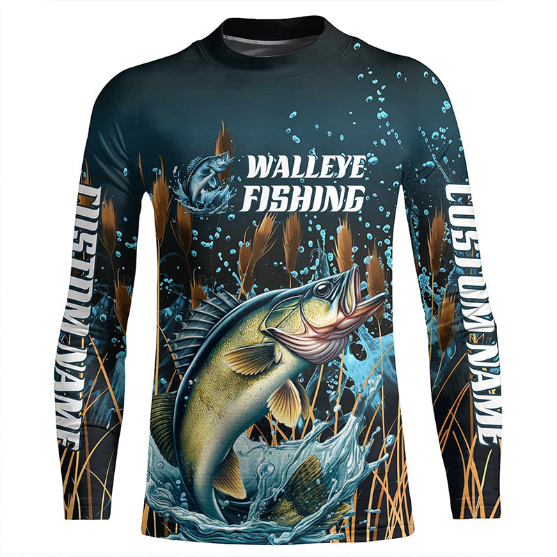 Walleye Fishing Customized Long Sleeve Tournament Fishing Shirts, Walleye Fishing Jerseys IPHW6632