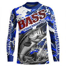 Load image into Gallery viewer, Personalized Bass Fisherman Long Sleeve Fishing Shirt, Red White And Blue Camo Fishing Jerseys IPHW6457
