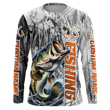 Load image into Gallery viewer, Largemouth Bass Fishing Custom Long Sleeve Tournament Fishing Shirts, Gray Camo Bass Fishing Jerseys IPHW6463
