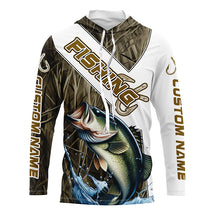 Load image into Gallery viewer, Largemouth Bass Fishing Fish Hook Custom Long Sleeve Shirts, Bass Jerseys Fishing Gifts | Grass Camo IPHW6661
